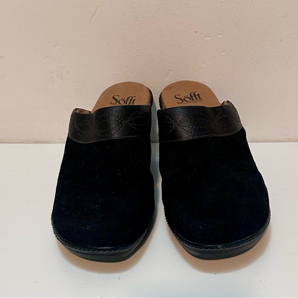 Woman’s Black Suede Clogs